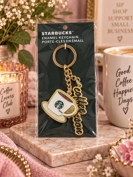 Starbucks Accessories - Starbucks Gold "Coffee Person" Enamel Keychain NWT
